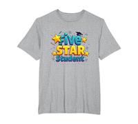 Five Star Student Achievement Celebration T-Shirt, Men's Big and Tall, Heather Grey, 4X Tall