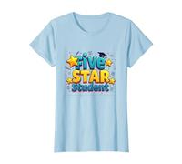 Five Star Student Achievement Celebration T-Shirt, Women, Baby Blue, XXL