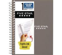 Five Star Wirebound Notebook, 1-Subject, Medium/College Rule, 80 Sheets 17.7 cm x 11.1cm (7" x 4.75 ") Assorted Cover Color