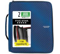 Five Star Zipper Binder, 2 Inch 3-Ring Binder for School, 6 Pocket Expanding File, 380 Sheet Capacity, Cobalt Blue (72534)