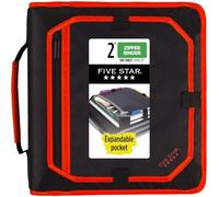 Five Star Zipper Binder, 2 Inch 3-Ring Binder with Expansion Panel and Expanding File, 580 Sheet Capacity, Red/Black (29052CE8)