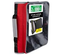 Five Star Zipper Binder 2 Inch O-Rings Case Organiser with Multi-Access and 5-Tab Expanding File Folder, 850 Sheet Capacity, Crimson Fade (290010K)