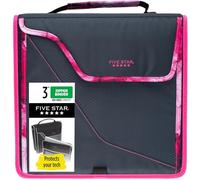 Five Star Zipper Binder, 3 Inch 3-Ring Binder for School, 5-Tab Expanding File, 850 Sheet Capacity, Removable Padded Case, Navy/Pink (292960D)