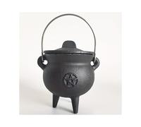 (Five Stars) Cast Iron Cauldron With Lid And Carry Handle For Spells, Halloween Decoration Or Incense Burning, Classic Useful Practical Supplies