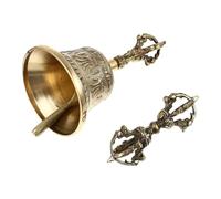 Five Strand Vajra Bell Copper Retro Buddhist Ceremony Supply Golden