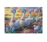 Five Swans with Bows on Path 300-piece Jigsaw Puzzle Bundle Family Puzzle Lovers Brain Training Mindful Activity Spring Recycled Cardboard 300 PCS