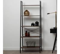 Five Tier Dark Oak Veneer Ladder Shelf Unit | Bradbury