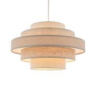 Designer Chic Five Tier Ceiling Pendant Lighting Shade with Natural Oatmeal and Beige Linen Fabric | 35cm Diameter by Happy Homewares
