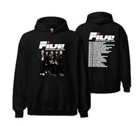 Five Tour Dates Hoodie, Famous British Boy Band Hooded Sweatshirt, Retro R&B Pop Music Concert Fan Top, Festival Outfit Gift UK(M, Black)
