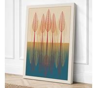 Five Trees in Line Geometric Canvas Wall Art Print 30x20 Inch (76 x 51 cm)