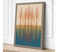Five Trees in Line Geometric Canvas Wall Art Print 30x20 Inch (76 x 51 cm)
