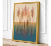 Five Trees in Line Geometric Canvas Wall Art Print 36x24 Inch (91 x 61 cm)
