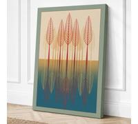 Five Trees in Line Geometric Canvas Wall Art Print 36x24 Inch (91 x 61 cm)