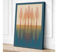 Five Trees in Line Geometric Canvas Wall Art Print 36x24 Inch (91 x 61 cm)