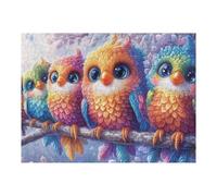 Five Vibrant Birds in Dreamy Background 500 Pieces Set Classic Jigsaw Puzzle Teen Fans 14-18 Yrs Brain Training Logic Skill Leisure Adventure Valentines Recycled Cardboard 500 PCS
