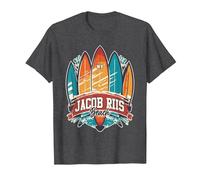 Five Vintage Surfboards - Jacob Riis Park Beach NY T-Shirt, Men, Dark Heather Grey, 6X-Large