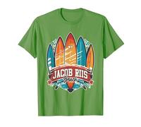 Five Vintage Surfboards - Jacob Riis Park Beach NY T-Shirt, Men, Grass Green, Medium