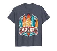 Five Vintage Surfboards - Jacob Riis Park Beach NY T-Shirt, Men, Heather Blue, X-Large