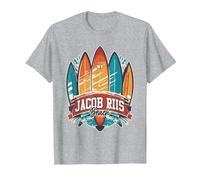 Five Vintage Surfboards - Jacob Riis Park Beach NY T-Shirt, Men, Heather Grey, Small