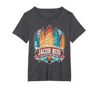 Five Vintage Surfboards - Jacob Riis Park Beach NY T-Shirt, Women's Plus, Dark Heather Grey, 3X