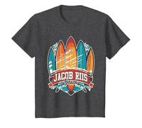 Five Vintage Surfboards - Jacob Riis Park Beach NY T-Shirt, Youth, Dark Heather Grey, 2T