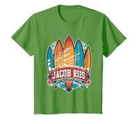 Five Vintage Surfboards - Jacob Riis Park Beach NY T-Shirt, Youth, Grass Green, Large
