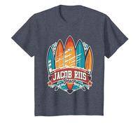 Five Vintage Surfboards - Jacob Riis Park Beach NY T-Shirt, Youth, Heather Blue, Medium