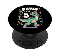 Five Year Old Birthday Rawr I'm 5 Dinosaur Kids PopSockets Adhesive PopGrip
