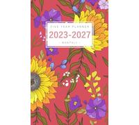 Five Year Planner 2023-2027: 5x8 Monthly Notebook Organizer Small | Bright Golden Sunflower Design Red