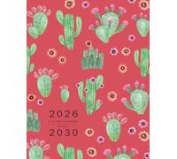 Five Year Planner 2026-2030: 8.5 x 11 Monthly Notebook Organizer Large | Pastel Cactus and Flower Design Red