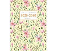 Five Year Planner 2026-2030: A4 Monthly Notebook Organizer Large | Massive Floral Leaf Design Yellow