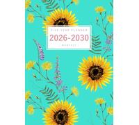 Five Year Planner 2026-2030: A4 Monthly Notebook Organizer Large | Summer Floral Sunflower Design Turquoise