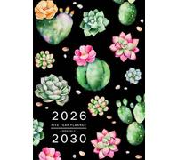 Five Year Planner 2026-2030: A5 Monthly Notebook Organizer Small | Cactus Succulent Plant Design Black