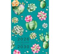 Five Year Planner 2026-2030: A5 Monthly Notebook Organizer Small | Cactus Succulent Plant Design Teal