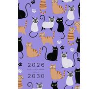 Five Year Planner 2026-2030: A5 Monthly Notebook Organizer Small | Cute Cat Looking Design Blue-Violet