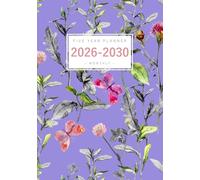 Five Year Planner 2026-2030: A5 Monthly Notebook Organizer Small | Meadow Flower Butterfly Herb Design Blue-Violet