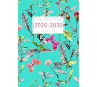 Five Year Planner 2026-2030: A5 Monthly Notebook Organizer Small | Meadow Flower Butterfly Herb Design Turquoise