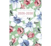 Five Year Planner 2026-2030: A5 Monthly Notebook Organizer Small | Retro Narcissus Flower Design Green