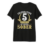 Five Years Clean Sobriety Addiction Recovery 5 Year Sober Premium T-Shirt