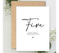 Five years Down, Forever to go A5 Card with envelope, Valentines Card, 5th Anniversary Card, Valentines Gift, Five Years Anniversary, Fifth