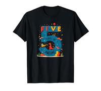 Five Years of Awesome: Dino Adventure Birthday Celebration T-Shirt, Men, Black, 6XL