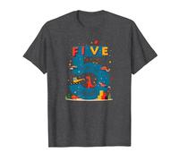 Five Years of Awesome: Dino Adventure Birthday Celebration T-Shirt, Men, Dark Heather Grey, 6XL