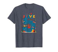 Five Years of Awesome: Dino Adventure Birthday Celebration T-Shirt, Men, Heather Blue, 6XL