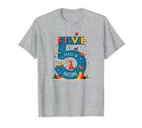 Five Years of Awesome: Dino Adventure Birthday Celebration T-Shirt, Men, Heather Grey, 6XL