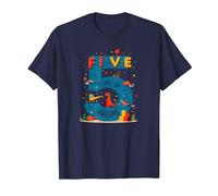 Five Years of Awesome: Dino Adventure Birthday Celebration T-Shirt, Men, Navy, 6XL