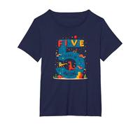 Five Years of Awesome: Dino Adventure Birthday Celebration T-Shirt, Women's Plus, Navy, 3X
