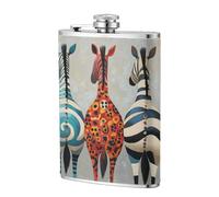 Five Zebra Colorful Pocket Hip Flask 8 Oz, Stainless Steel Flagons for Dad Groomsman Wedding Travel Camping