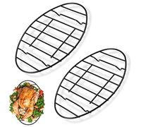Fivebop 2 Pack Roasting Racks Oval Non Stick Stainless Steel Cooling Rack Grill Cooking Baking Grilling Roasting Steamer Rack Oven and Dishwasher Safe 12" x 8.5"