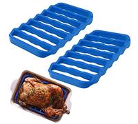 Fivebop 2 Pack Silicone Roasting Racks Non Stick Easy-Clean Cooling Rack for Cooking Baking Steaming (2pack-blue)
