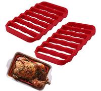 Fivebop 2 Pack Silicone Roasting Racks Non Stick Easy-Clean Cooling Rack for Cooking Baking Steaming (2pack-red)